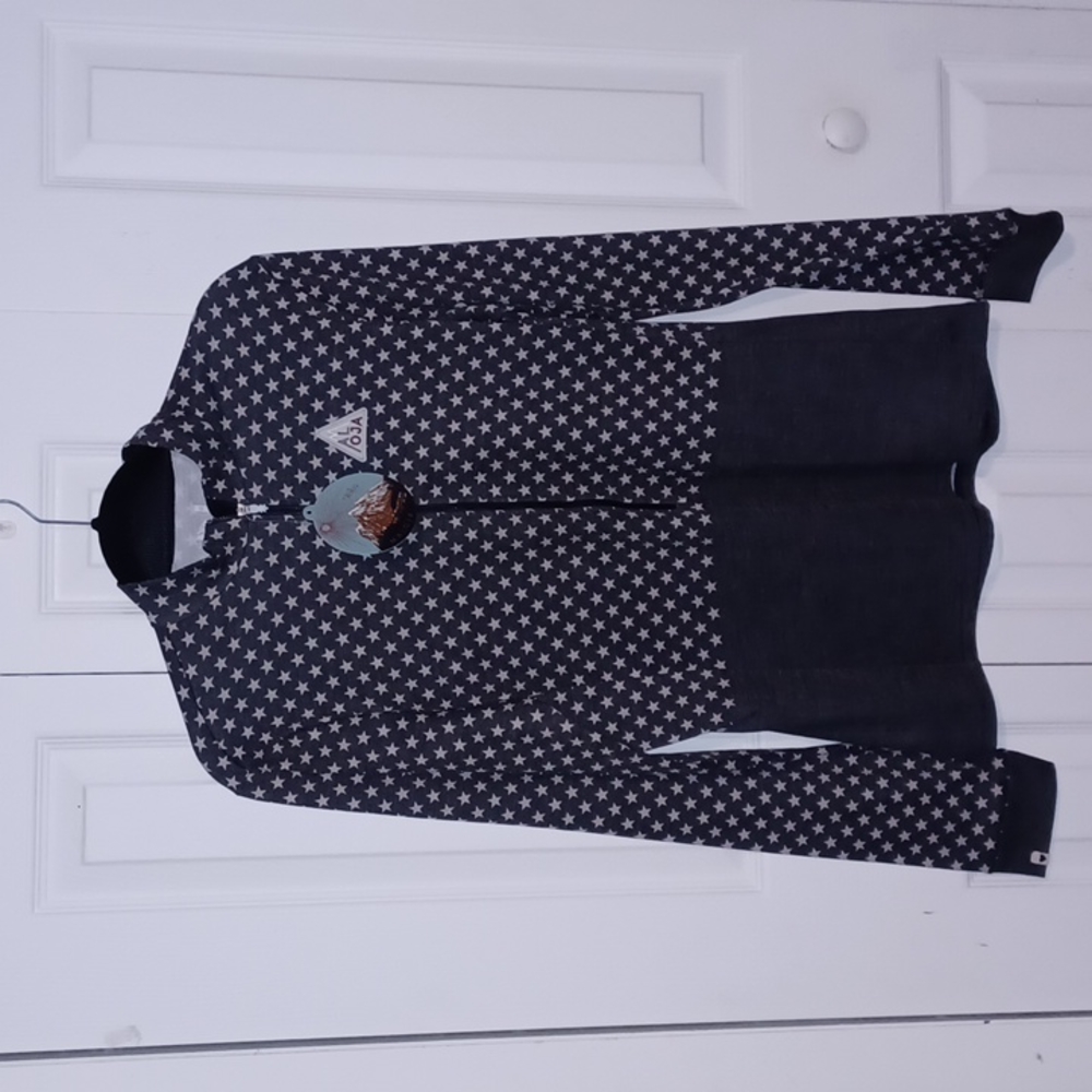 Maloja gray star printed athletic top, long sleeve, sz xl nwt